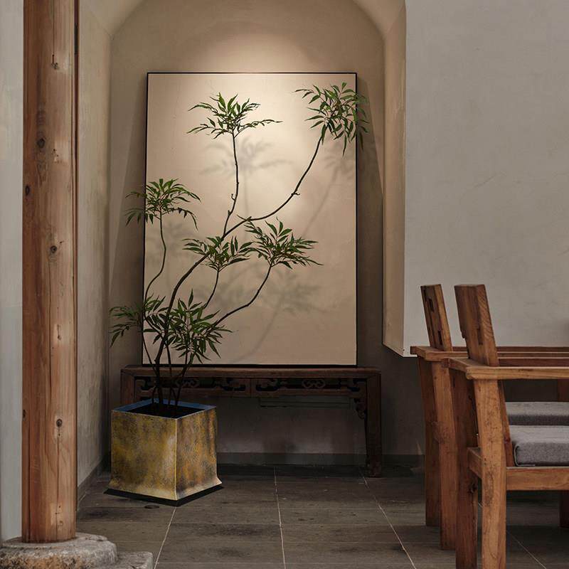 彷真绿色植物十大功劳盆栽室内客厅装饰诧寂风大型假植物落地摆件
