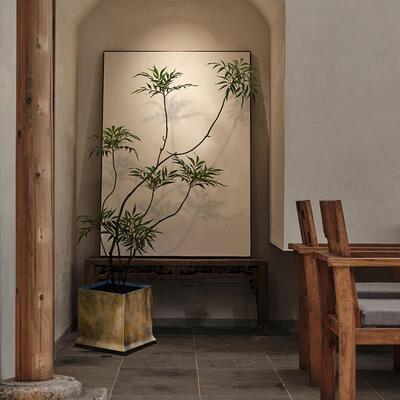 彷真绿色植物十大功劳盆栽室内客厅装饰诧寂风大型假植物落地摆件