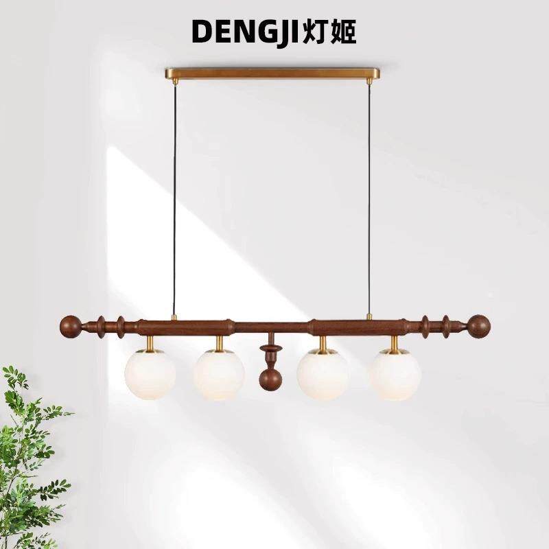 法式中古餐厅吊灯美式复古南洋风一字长条灯茶室吧台前台岛台灯具图片