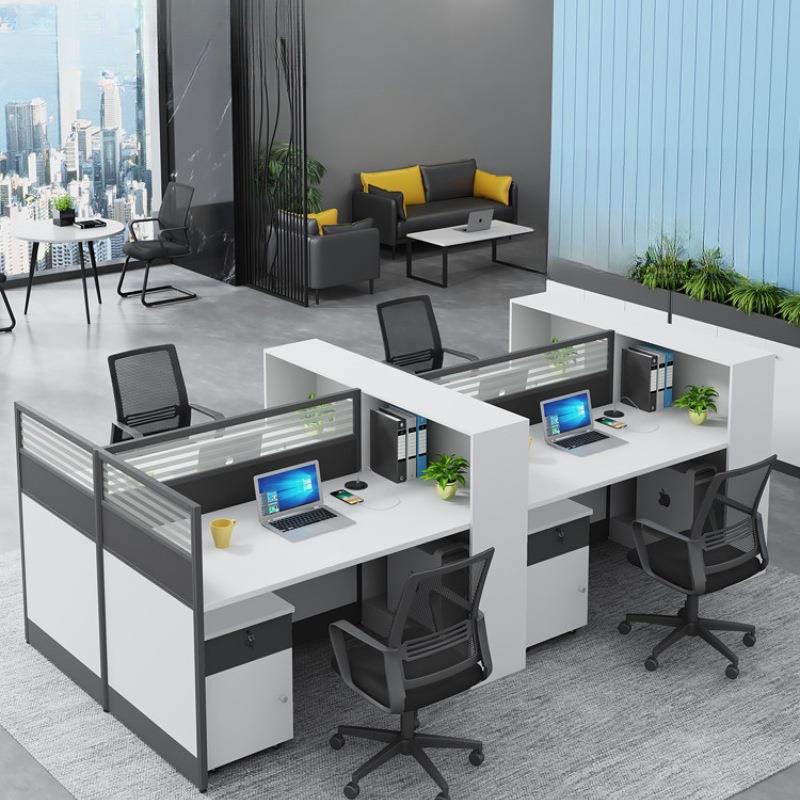 职员办公桌椅组合简约现代三人位办公桌子办公室财务室屏风办公桌