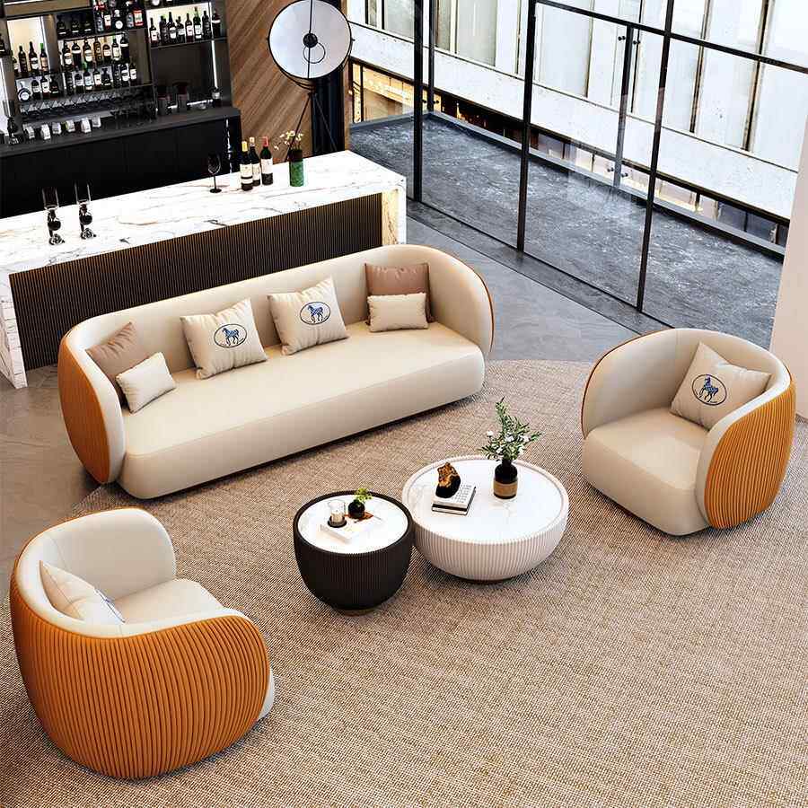 酒店大厅商休息沙区发椅现代简约办公室SFZ123-4沙会客布艺沙发轻