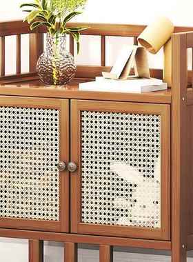 床头柜竹现代简物约家用卧FVA室置架新中式小型矮楠柜子收纳柜替