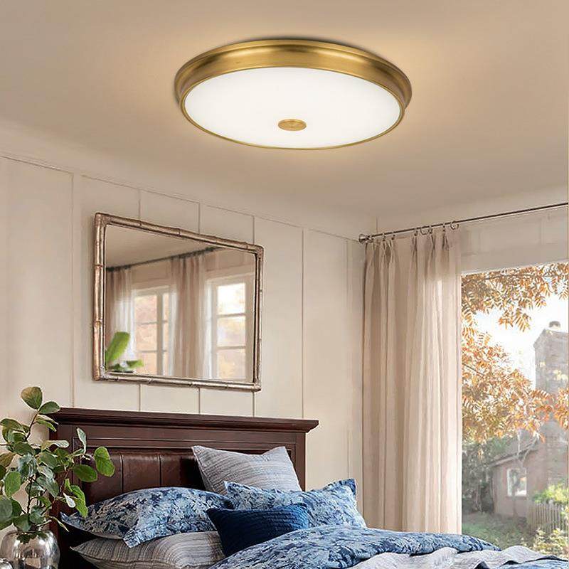 美式顶灯LED3010卧室吸顶过道圆形灯馨现代简约温铁艺阳台吸书房