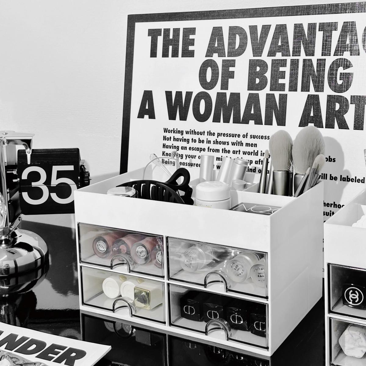 桌面文具收纳盒大容量抽屉式多功能学生桌上便签本杂物置物架笔筒