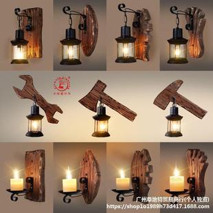 式 复古工灯业风L卧OFT酒吧过道楼梯木艺壁实美木创意室客厅垒415