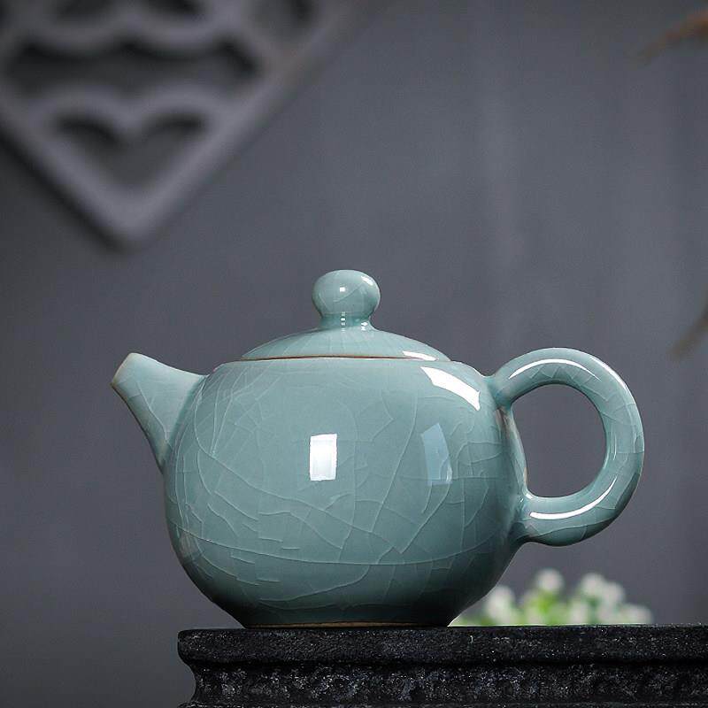 青瓷阁窑冰裂茶壶西石壶天青如瓷开片滋补线功力茶具单壶家茶