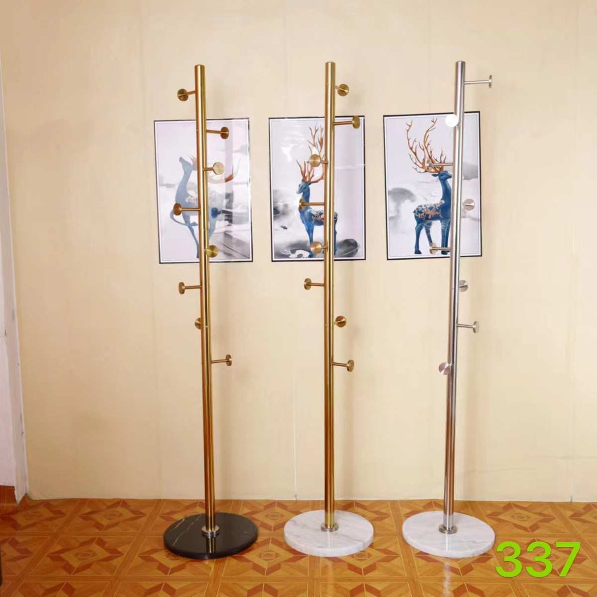 落地衣架不锈钢挂衣服架子天然大理石衣帽架多功能置物架收纳架