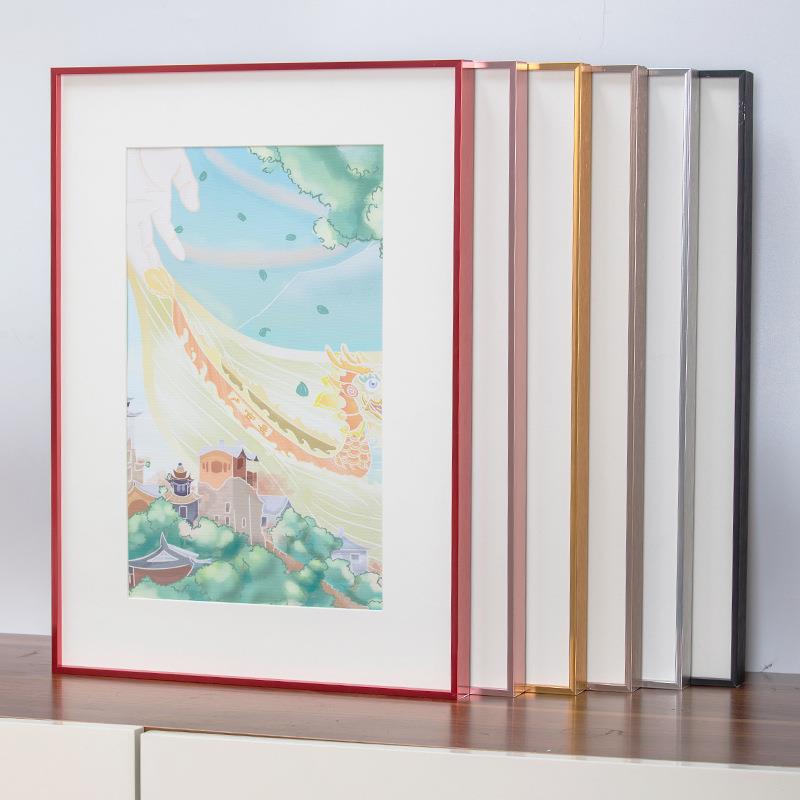 简约窄边铝合金相框挂墙a3画框装裱8k4开A2海报外框拼图框架