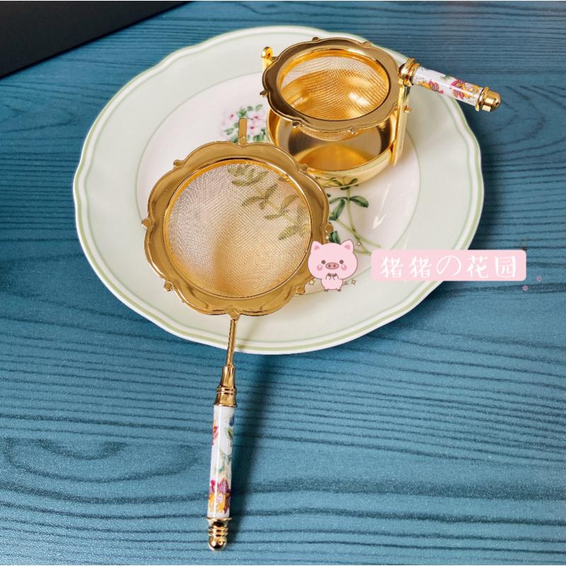 现货日本进口Minton明顿镀金茶勺骨瓷茶滤高档茶漏滤茶器