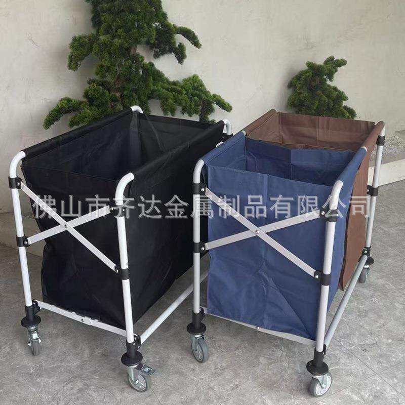 折叠布草车客房床单收集车不锈钢收纳宾馆酒店保洁服务工作车商用