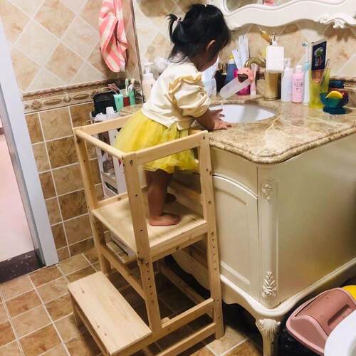实木宝宝塔蒙氏学习台阶洗手梯洗漱踩脚垫脚椅搁脚凳儿童扶手登高