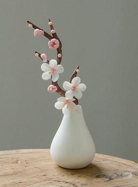手工陶瓷梅花花枝新中式向日葵牡丹立体彷真花瓶居家创意桌面摆件