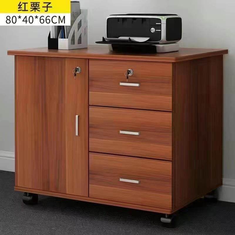 办室储物柜文柜木质带锁柜资件料柜移动组装落见详情地式公抽屉小