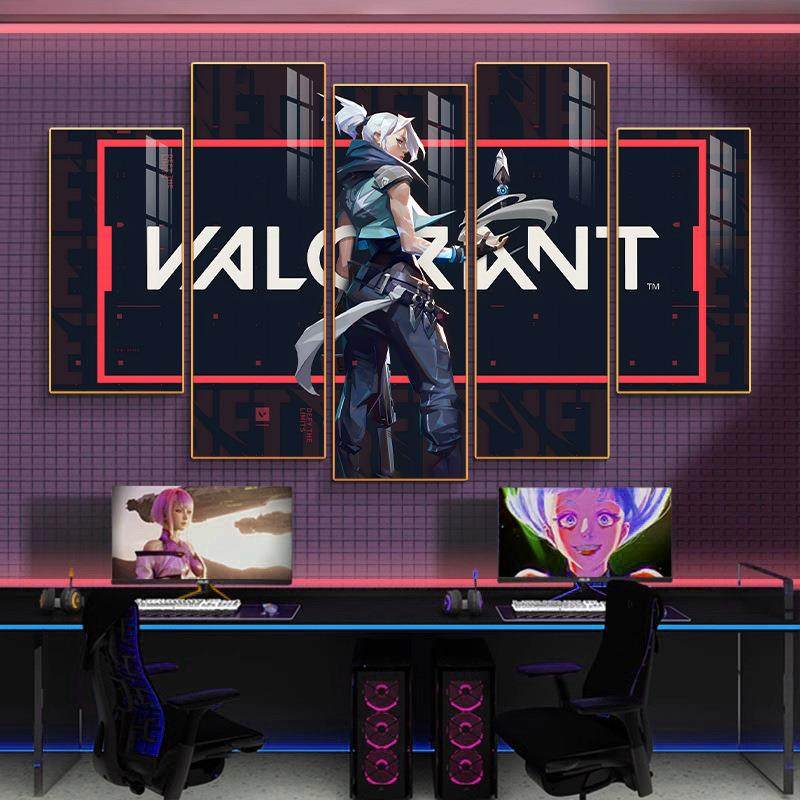 网吧背景墙高级感挂画无畏契约海报带灯挂画电竞房氛围感发光装饰