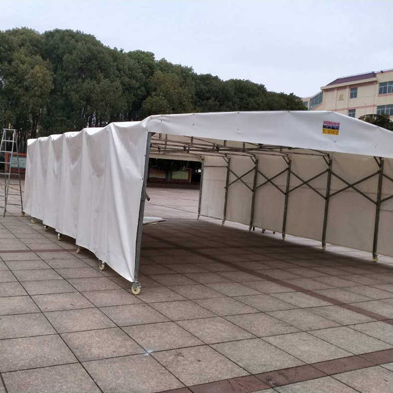 电动移动膜结构停车棚仓库推拉棚户外阳蓬雨篷遮阳遮风活动伸缩棚