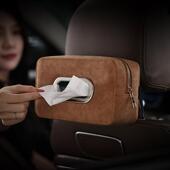 羊巴皮汽纸巾盒男座巾椅背扶羊巴翻毛手车箱内抽纸盒车用饰用品车