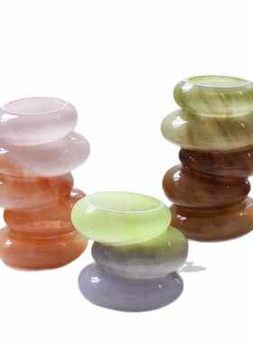 灰色计玻璃新品碧轩林灰色霞条纹工艺品吕插花装设软玻璃家居花瓶