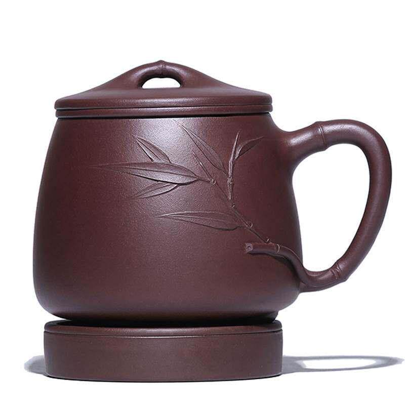 宜兴紫砂杯纯全手工大容量带内胆过滤隔仓泡茶杯办公品茗石瓢盖杯