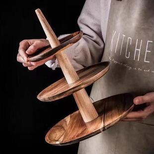 木质水果盘客厅家用茶几多层下午茶点心蛋糕盘子甜品前台展示架子