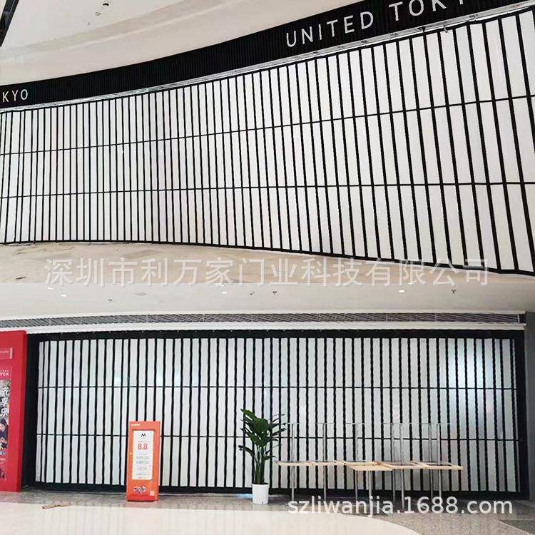 洗车店折叠门弧形推拉门汽车美容间防尘铝合金隔断伸缩手拉闸