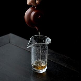 玻璃气泡公道杯高端加厚耐热分茶器撇口防烫水滴公杯透明茶海茶漏