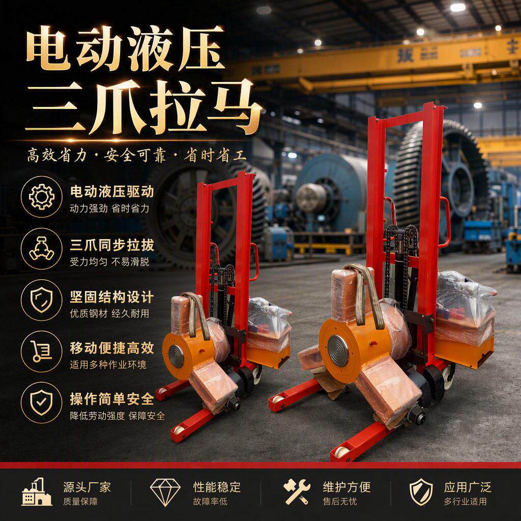 顶擎牌小车式电动液压三爪拉马重型轴承拉拔器风机轮