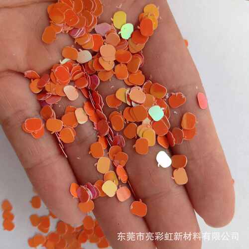 万圣节饰品装饰南瓜形亮片 5mm15mm幻彩橙红南瓜形亮片 流沙闪粉