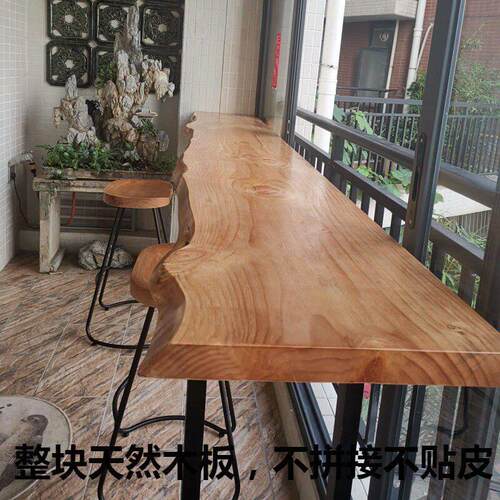 简约实木吧台高脚桌餐桌咖啡吧台桌家用桌子奶茶小吃店靠墙长条桌