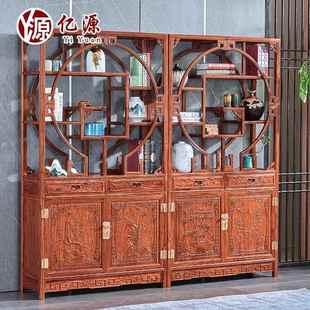 红木五福博古架花梨木博古柜实木多宝阁置物古董架客厅玄关隔断柜