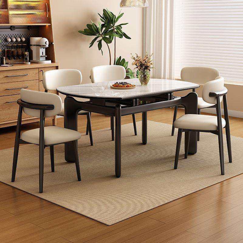 岩板实木餐桌椅组合现代简约家用小户型伸缩折叠方圆两用吃饭桌子