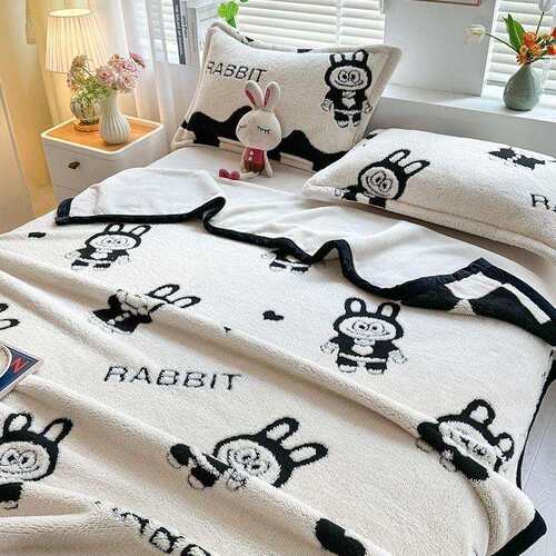 新款黑白阳离子塔芙绒云锦绒复合多功能毛毯休闲盖毯绒毯午睡毯子