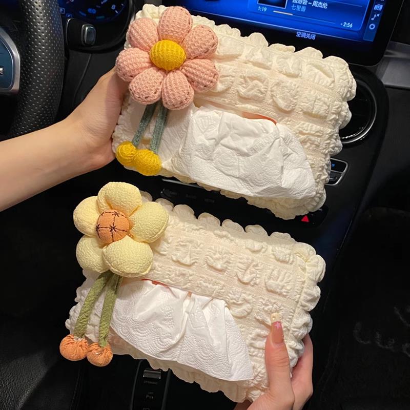 纸巾盒布艺新款车载挂式创意可爱简约扶手箱高级汽车抽纸盒挂袋装