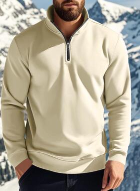 Men's hoodie zipper stand up collar men's jacket