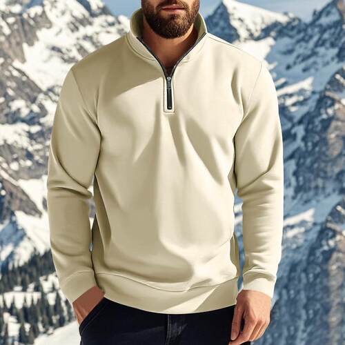 Men's hoodie zipper stand up collar men's jacket