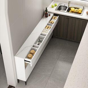 餐边柜20cm厨房储物柜实木岩板茶水柜25白色30半墙极窄墙边柜