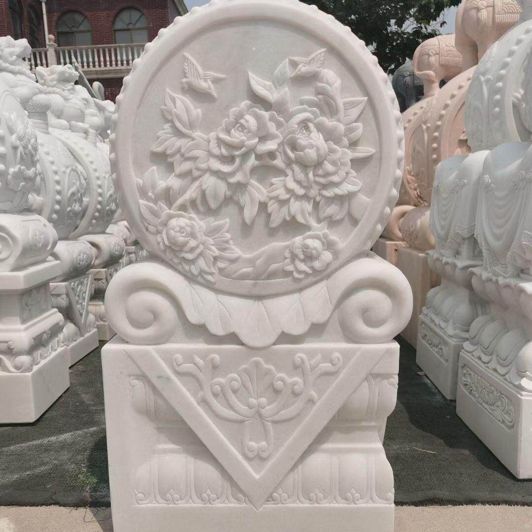 石雕汉白玉门墩抱鼓石家用镇宅招财小象石狮子貔貅麒麟门鼓石摆件