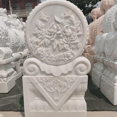 石雕汉白玉门墩抱鼓石家用镇宅招财小象石狮子貔貅麒麟门鼓石摆件