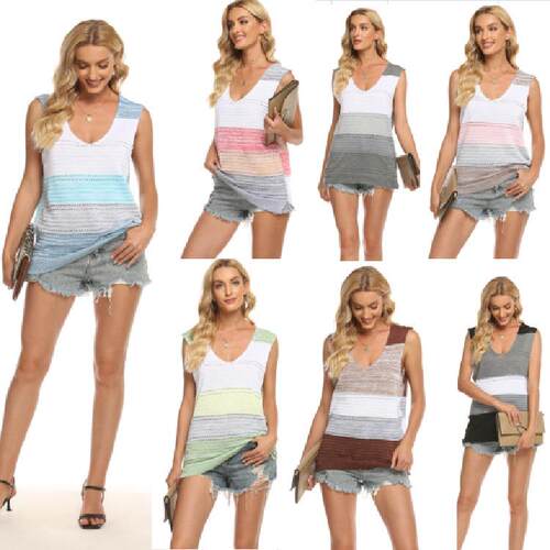 Women's Knitted Collar Splicing Sleeveless Tank Top