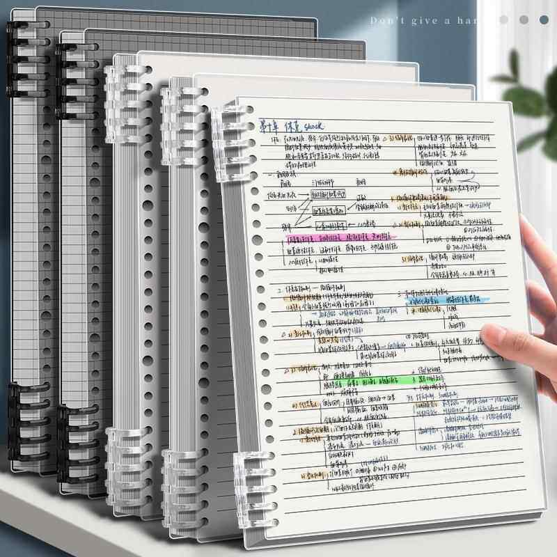 超厚学生笔记本A4简约网格本B5大号记事本初高中横线方格本子透明PP封面线圈本