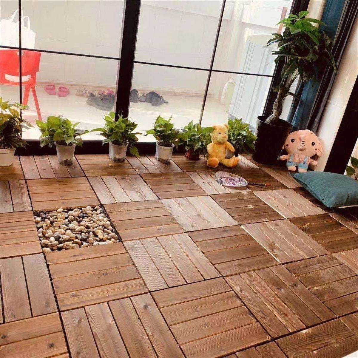 庭院地板碳化防腐木地板露台花园布置木板户外木地板阳台拼接地砖