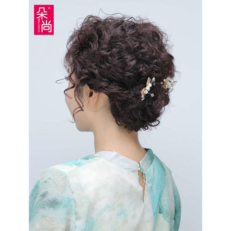 女士假发真女发丝中老年全长卷发头套全真夏季发套款发套真人妈妈