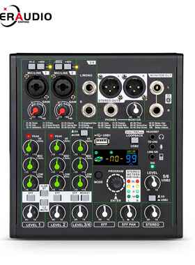 GAX-AM06专业4路混音器192khz/24bit声卡BT无线声卡K歌曲调音台