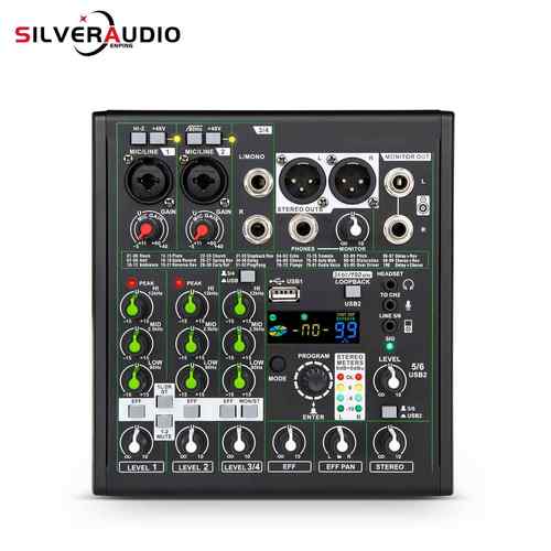 GAX-AM06专业4路混音器192khz/24bit声卡BT无线声卡K歌曲调音台