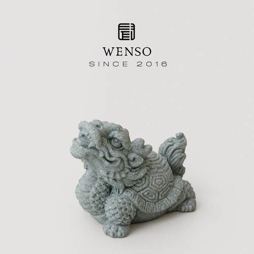 闻说|中式瑞兽龙龟茶宠摆件 青砂石创意手工泡茶可养茶玩茶道零配