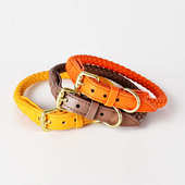 Loudik批发编织皮质宠物胸背带牵引绳狗狗项圈遛狗绳中大型犬