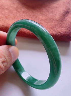 57圈口天然真品翡翠正品 水润气质细腻冰蓝水满色正圈手镯38.29g