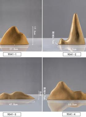 现代简约轻奢家居样板房客厅陶瓷金山摆件软装饰品仿金属假山艺术