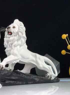 北欧树脂工艺品咆哮狮子摆件家居电视柜玄关办公室装饰品送礼佳品