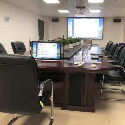 无纸化智能会议桌升降屏办公桌会议系统显示器大型实木烤漆长条桌