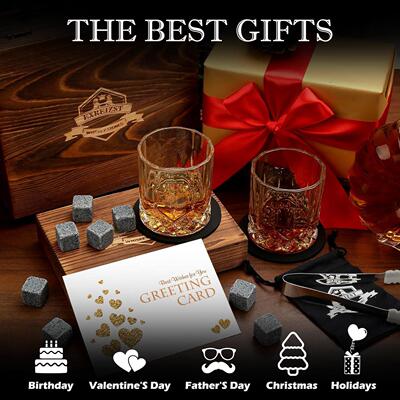 Whiskey Stones Glass Gift Set Chilling Whiskey Rocks
